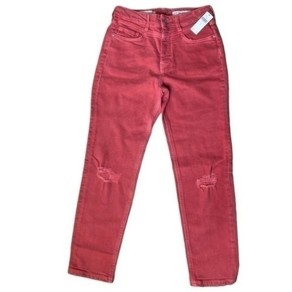 Pilcro High-Rise Slim Straight Jeans Red Denim 27 - Picture 3 of 13